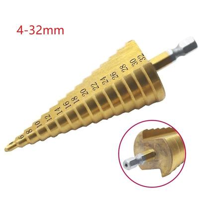4-32mm HSS Coated Step Drill Bit Drilling Tool Metal Wood Hole-Cutter