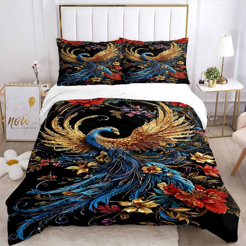 3pcs Phoenix Feather Bedding Set. Soft and Comfortable with No Core Included (1x Duvet Cover + 2x Pillow Covers) yy251009257