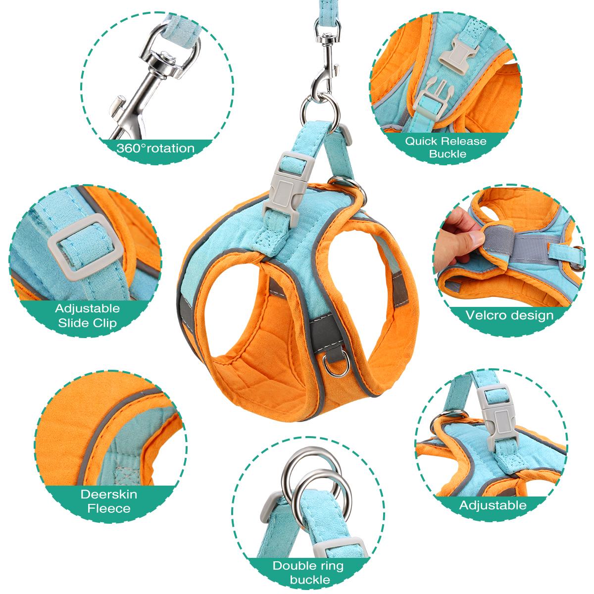 

ORIA Pet Harness Dog Harness Cat Harness Set and Leash Set дихаючий жилет для тварин Світловідбиваючі смужки Куртка для маленьких кошенят, цуценят S