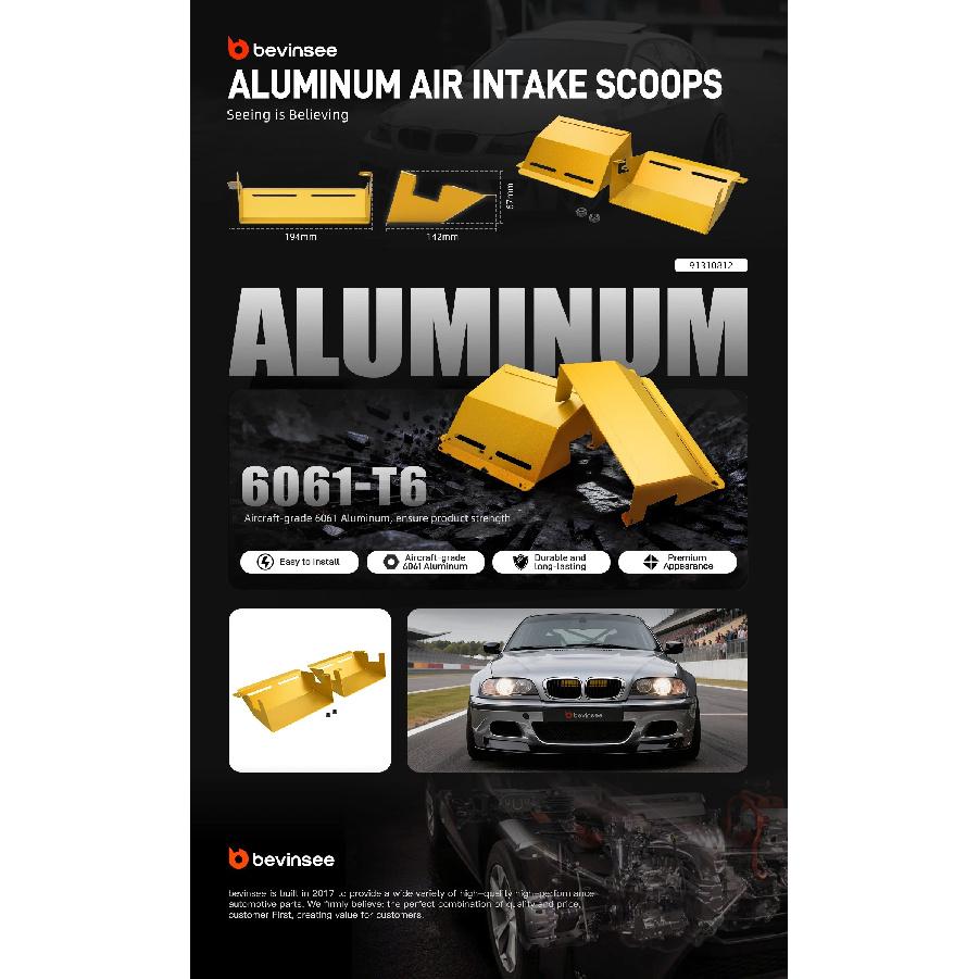 Aluminum Air Intake Scoops for BMW E90 E92 E93 323i 325i 328i 330i 335i 335d for BMW N54 N55 Engine 2007-2012