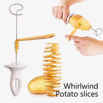Spiral Patates Dilimleme Kesici Taşınabilir Dönen Patates BARBEKÜ Şiş Paslanmaz Çelik Mutfak Aksesuarları Izgara Aracı Kamp Kaynağı