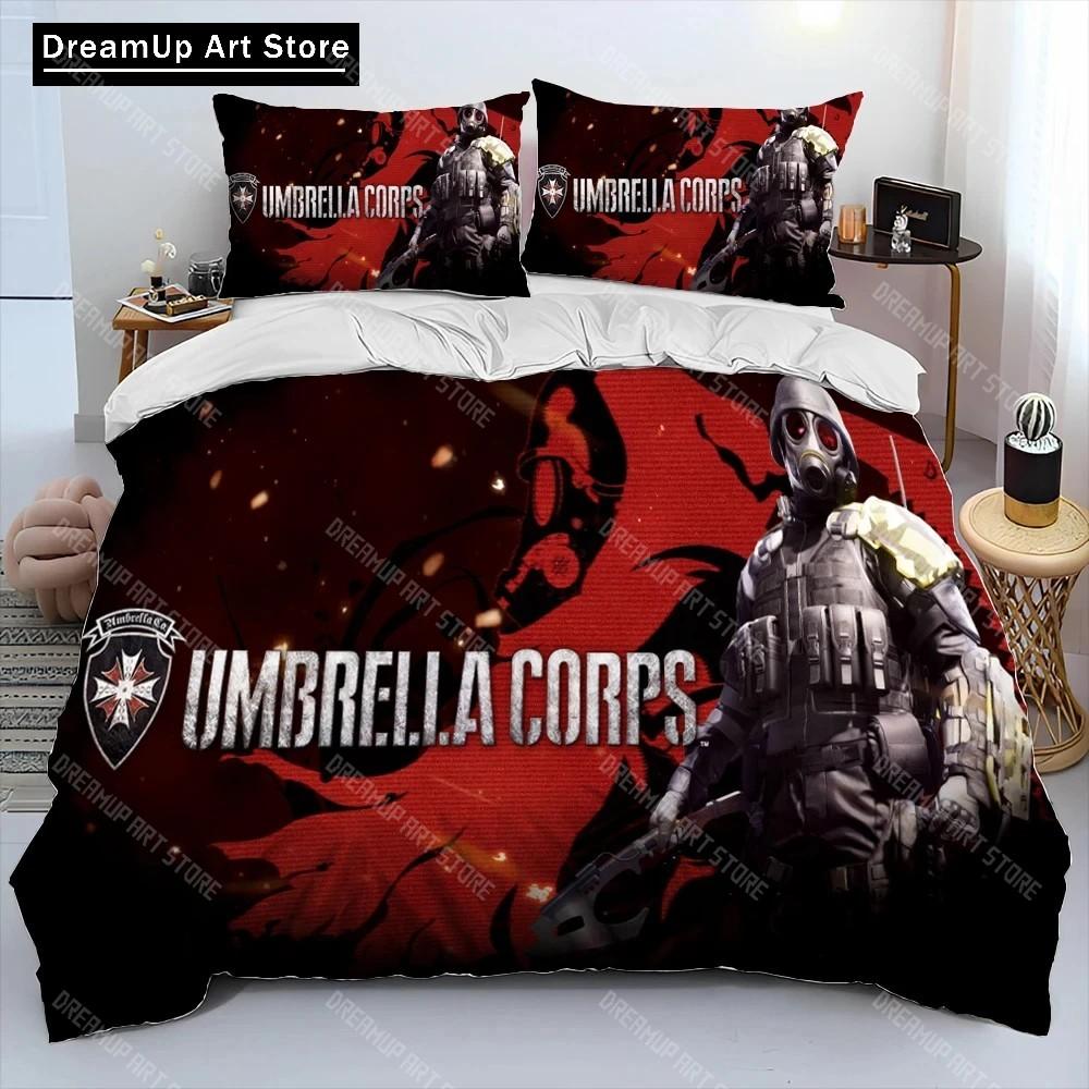 3D R-Resident Evil Spel Gamer Täcke Sängklädesset, Påslakan Sängset Quiltöverdrag Örngott, King Queen Size Sängklädesset Pojkar