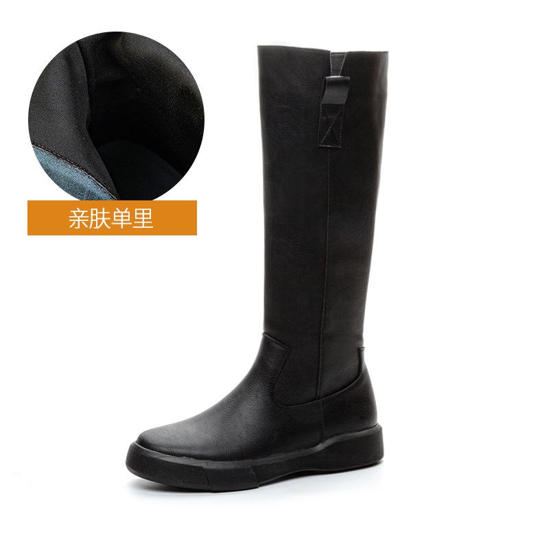 

Retro leather boots for women 2026 knight boots with thick sole and plush autumn and winter boots 43