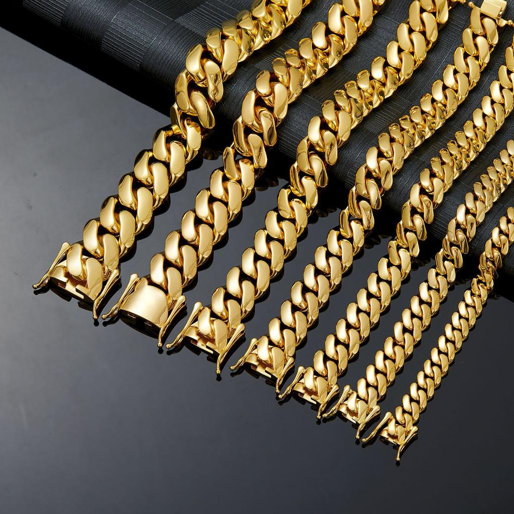 Dragon Head Clasp Cuban Bracelet 14K Solid Gold 8-22mm Micro Sculpted Buckle Hip Hop Men Jewelry