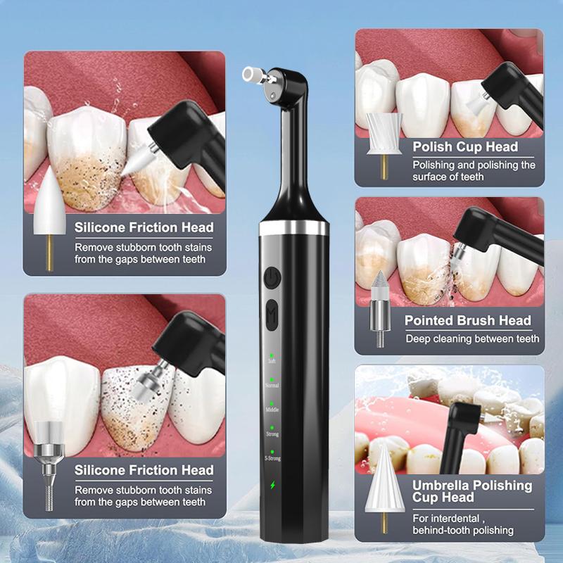 Electric Tooth Polisher Set Teeth Lightening Teeth Lightening for Family Use with 5 Polish Heads & Modes Mouth Tartar Polishing
