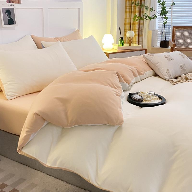 Bedding Four-piece Set Printed Skin-friendly Water Wash Sheets Quilt Cover Pillowcase Set