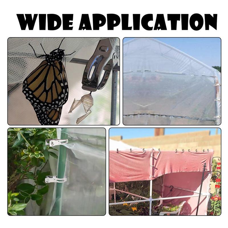 ABIY Garden Clips, 40 PCS Stainless Steel Heavy Duty Greenhouse Clamps For Secure Netting And Covers