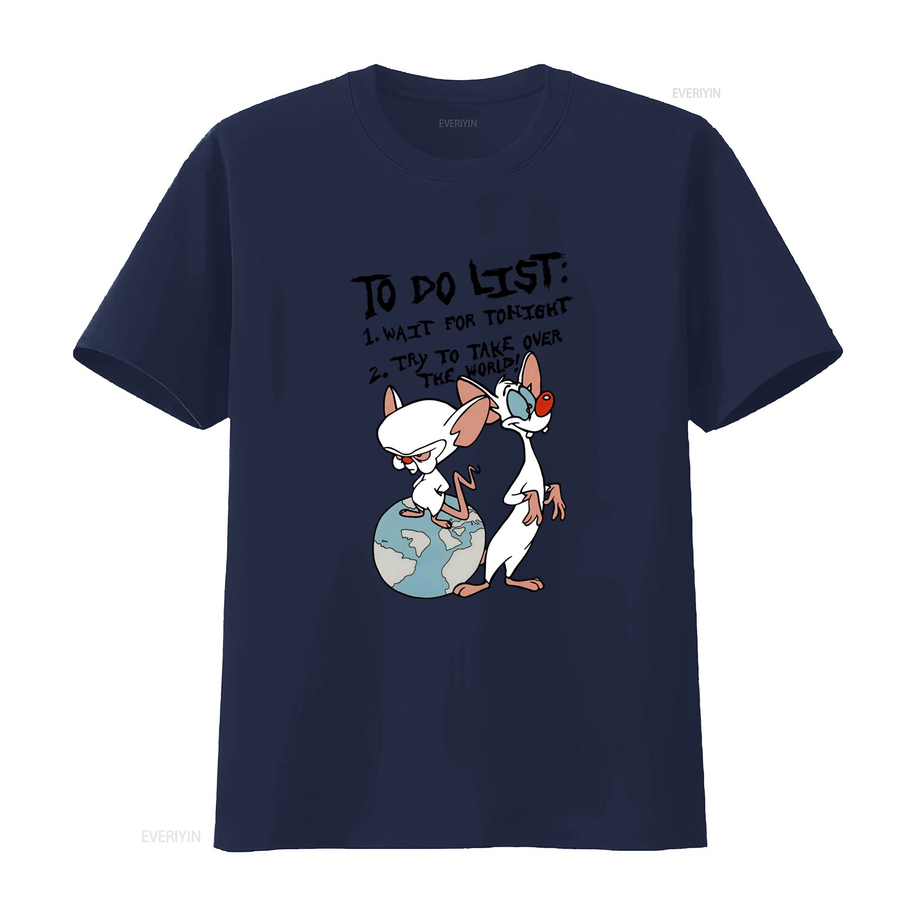 

Pinky and the Brain To Do List T Shirt for Men Fun Cartoon Design Comfortable Fit Perfect Fans vintage Washed Stretched L