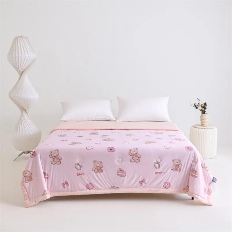 

2025 new ice soft silk cool feeling soothing Doudou summer cool quilt machine washable thin quilt cool feeling printed quilt 150x200cm 1pcs