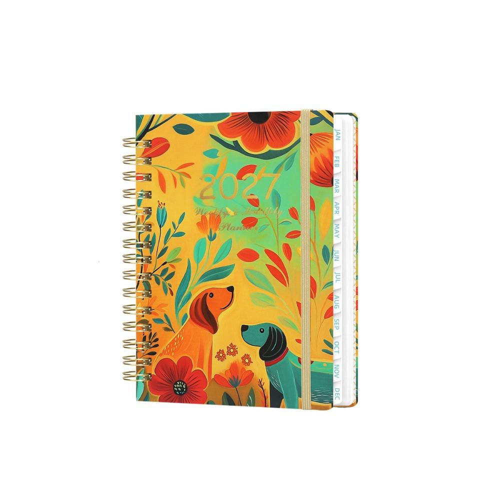 A5 Agenda Book Floral Pattern Daily Planner Book Portable 2027 Schedule Book  Students