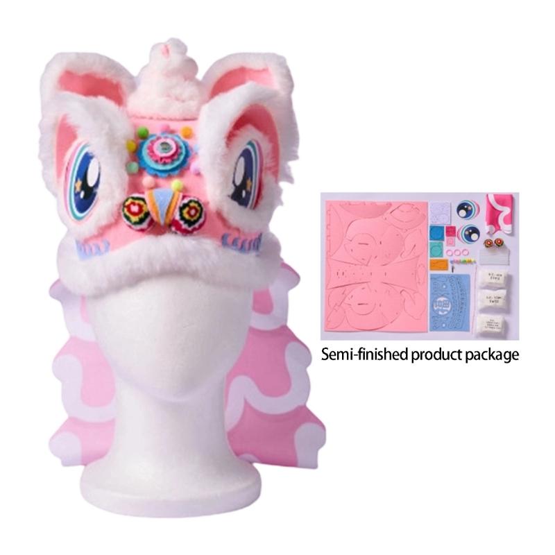 Nonwoven Chinese Lions Dance Hat DIY Lions Dance Cap Crafts Kit Chinese Dragon Head Cap Chinese New Year Decorations