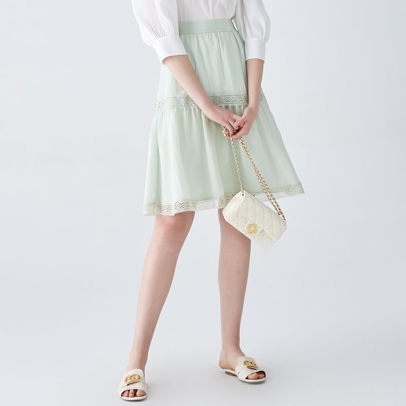 

Юбка в стиле пэчворк из винтажного кружева Obeg Ice Green 155/XS/34