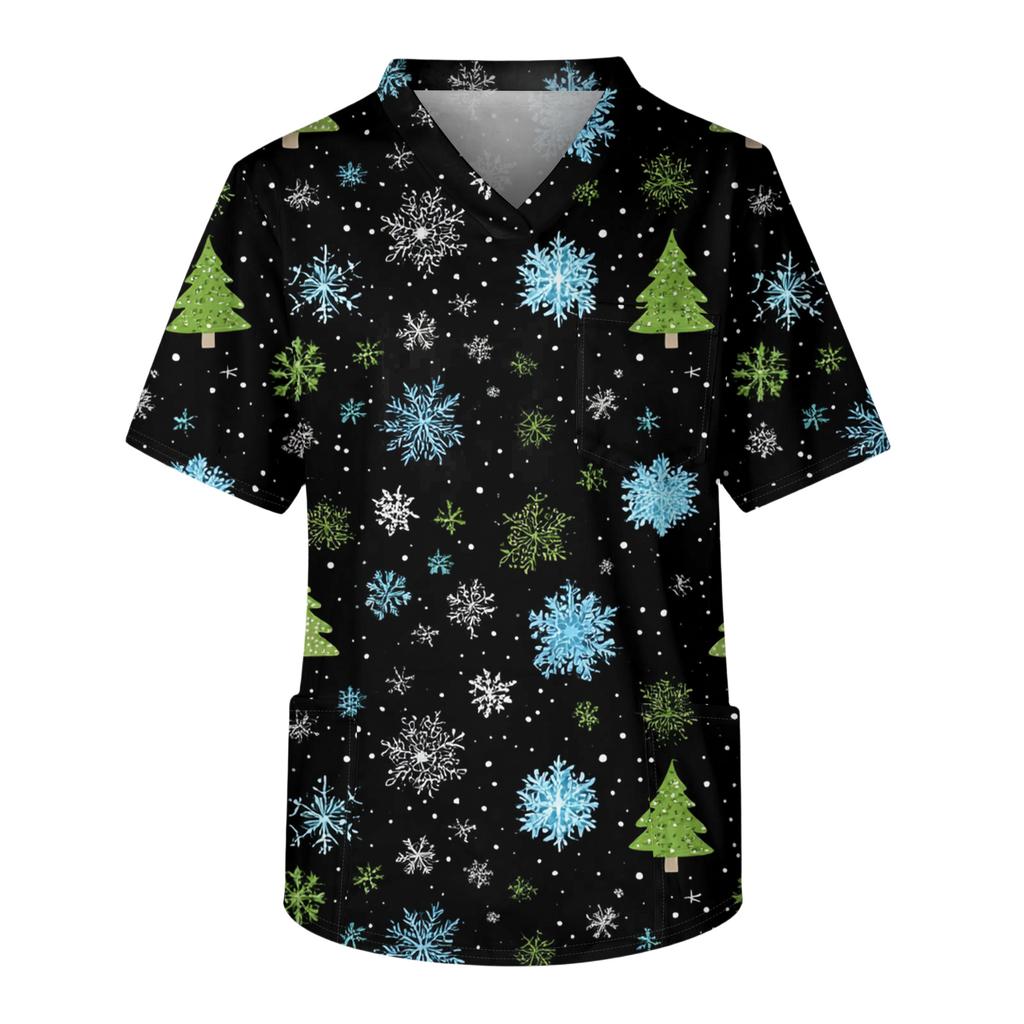 Men's Casual Short-Sleeved V-Neck Printed Front Pocket Top