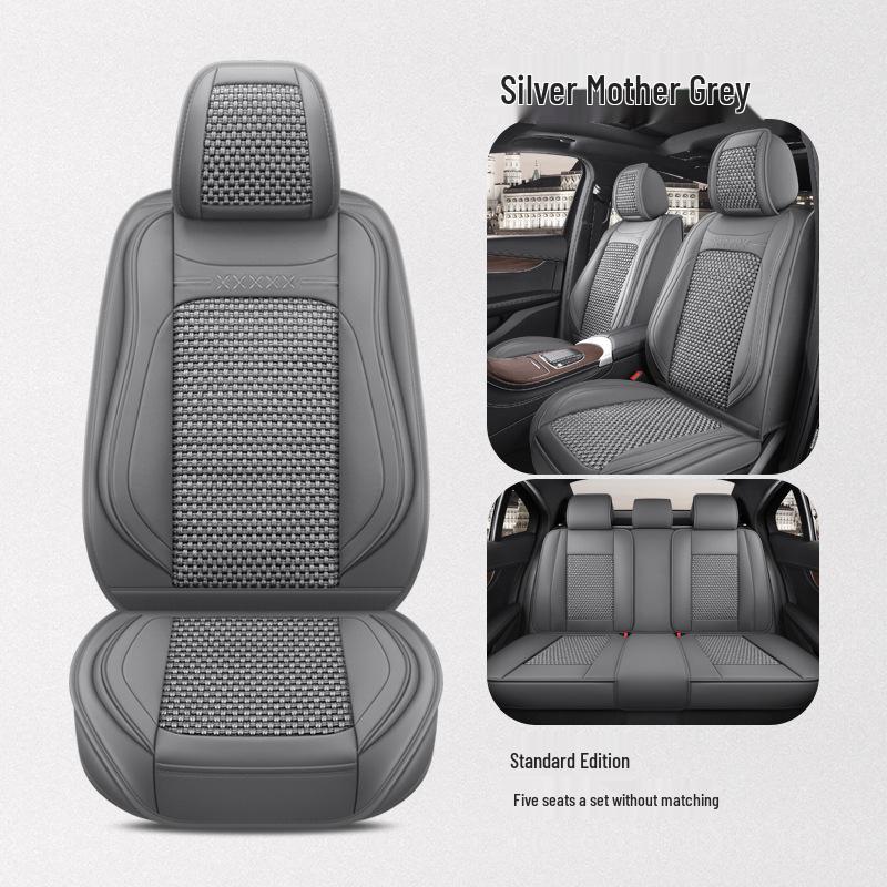 BS38 Ice Silk Leather All-Season Car Seat Cushion - Universal Fit for SUV, Sedan, Pickup, Off-Road Vehicle.