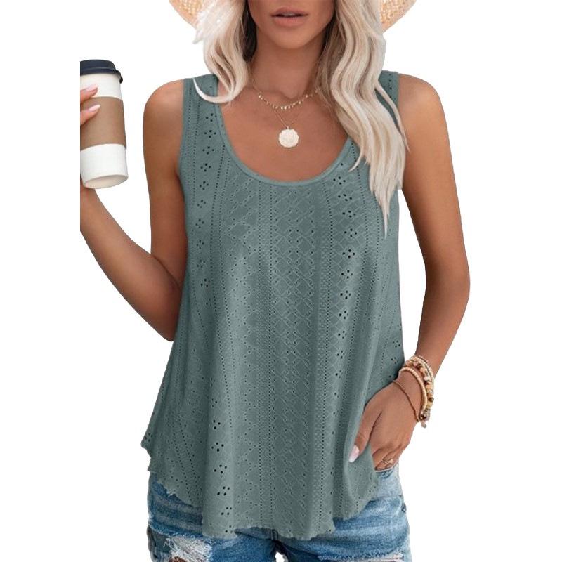 2025 Spring/Summer Loose Sleeveless Round Neck T-shirt