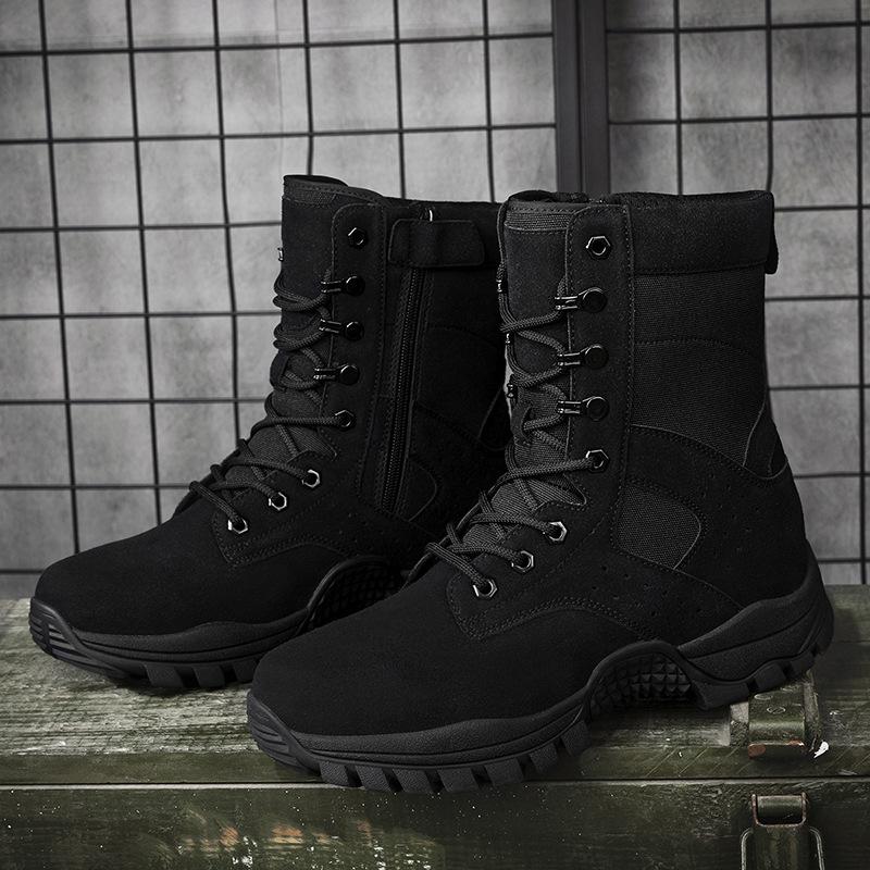 Men s Suede Combat Boots - Brown Side Zip for Hiking, Training, and Mountaineering. 39 чёрный