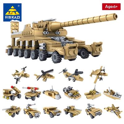 KAZI Militärpanzer-Bausätze, 16 in 1, Modellbaustein-Spielzeug, Kindergeschenk, Spielzeug für Jungen, modulare Kunststoffbausteine