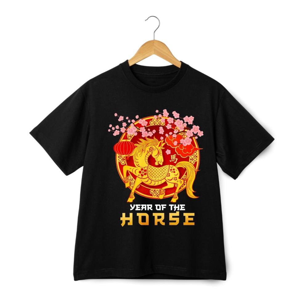 Year of the Horse T-Shirt – Chinese Zodiac Horse Lunar New Year Tee Streetwear S