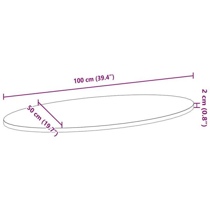 VidaXL Table Top 100x50x2 Cm Solid Oak Wood Oval 4009046