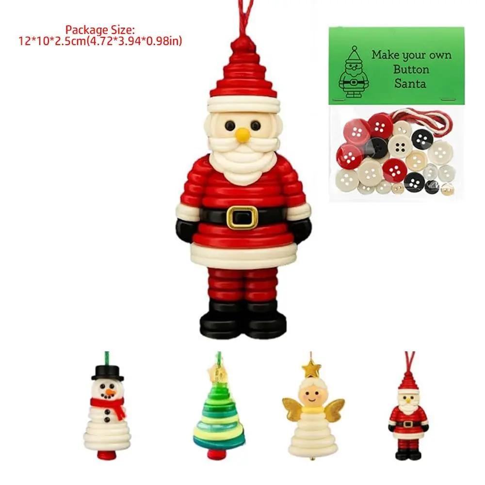 DIY Christmas Button Ornament Making Set Christmas Snowman/Santa/Angel Handmade DIY Button Snowman Ornament