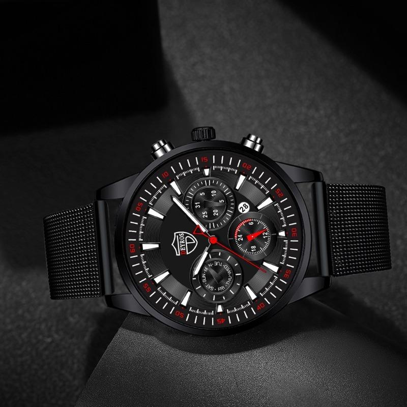 Moderne Herrenuhr Kalenderuhr Business-Uhr Herren-Edelstahluhr Hand Quarzuhr