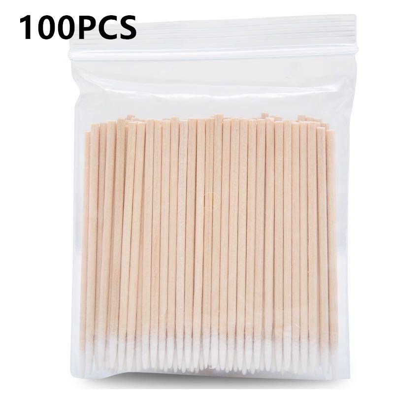 

100/200/500pcs Disposable Ultra-small Double-end Wood Cotton Swab Lint Free Micro Brushes Eyelash Extension Glue Removing Tools