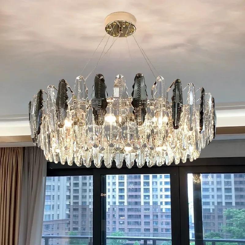 New Living Room Chandelier 2024 Round Dining Room Led Crystal Lamp Bedroom Chandelier Home Decoration Indoor Lighting