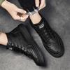 Men's High Top Boots Fashion Casual Leather Boots Lace Up Ankle Booties Classic Black Business Boots for Men Botas Hombre2025