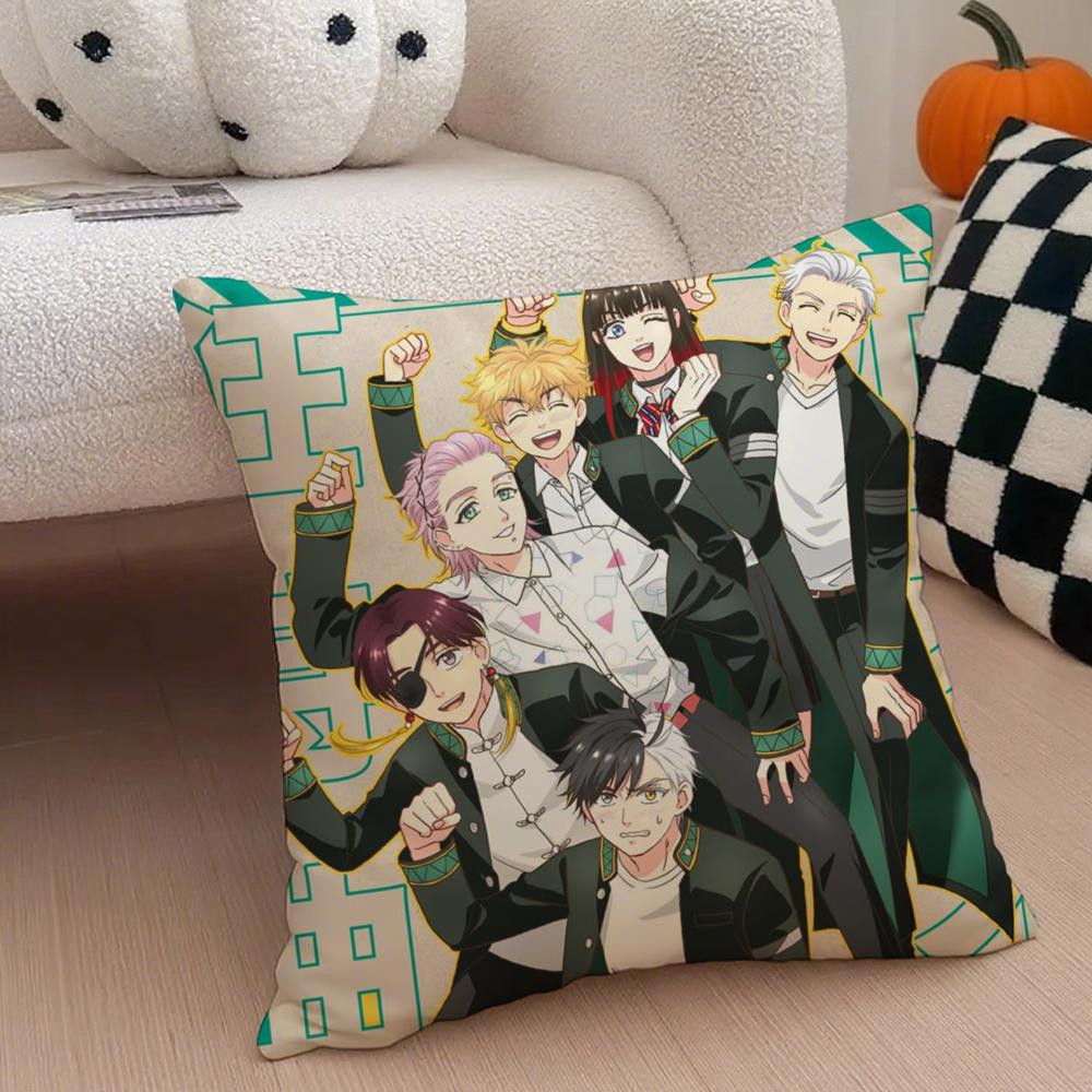 Sports Japanese Anime W-Wind Breaker Cushion Cover Throw Pillow Cover Hidden Button Durable Polyester Chair Cushion