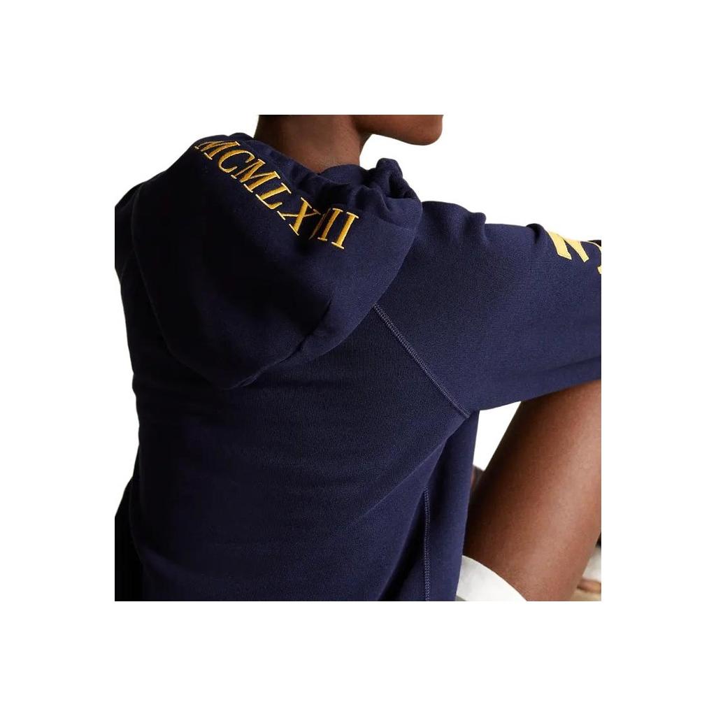 Polo Ralph Lauren FW23 Three Pony Embroidered Pattern Long Sleeve Fleece Hoodie Women Hoodies Navy-Blue WMPOKNINFB20013-410
