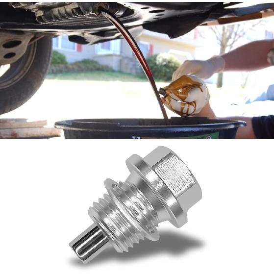 Магнитная пробка сливного отверстия картера автомобиля с уплотнительными шайбами, Ремонтный комплект магнитной пробки сливного отверстия масляного поддона M14×1.5 из алюминия, Болт-гайка сливного отверстия масла Совместимый с Ford, серебряный