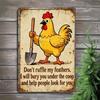 Funny Sarcastic Metal Wall Sign - Don't Ruffle My Feathers I Will Bury You - Vintage Aluminum Plaque 12x8 Inch Rustic Man Cave Decor