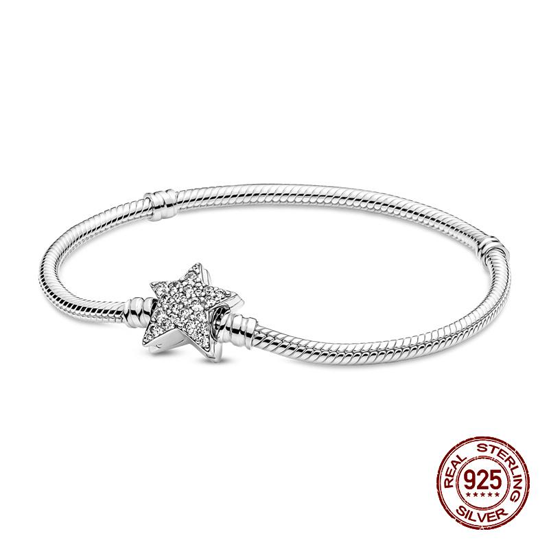 100% 925 Sterling Silver Original Stars Forever Love Zircon Bracelets Fit DIY Charms Beads Anniversary Birthday Jewelry Gifts