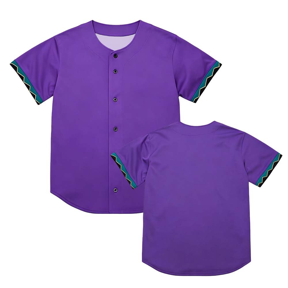Schwarz Lila Baseballtrikot Unisex Streetwear Locker Kurzarm Hemd mit Knöpfen Sommer Design Grafikdruck Merch Kleidung Herren