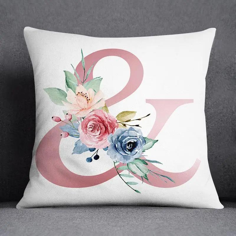 Office Living Room Home Pillowcase Simple Flower Letter Pattern Pillowcase Car Ornaments