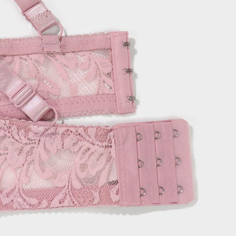 Damen-BH in Übergröße, volle Abdeckung, ultradünn, atmungsaktiv, mit einlagigem Cup, sexy Spitzen-Splice-Bügel, French Romance