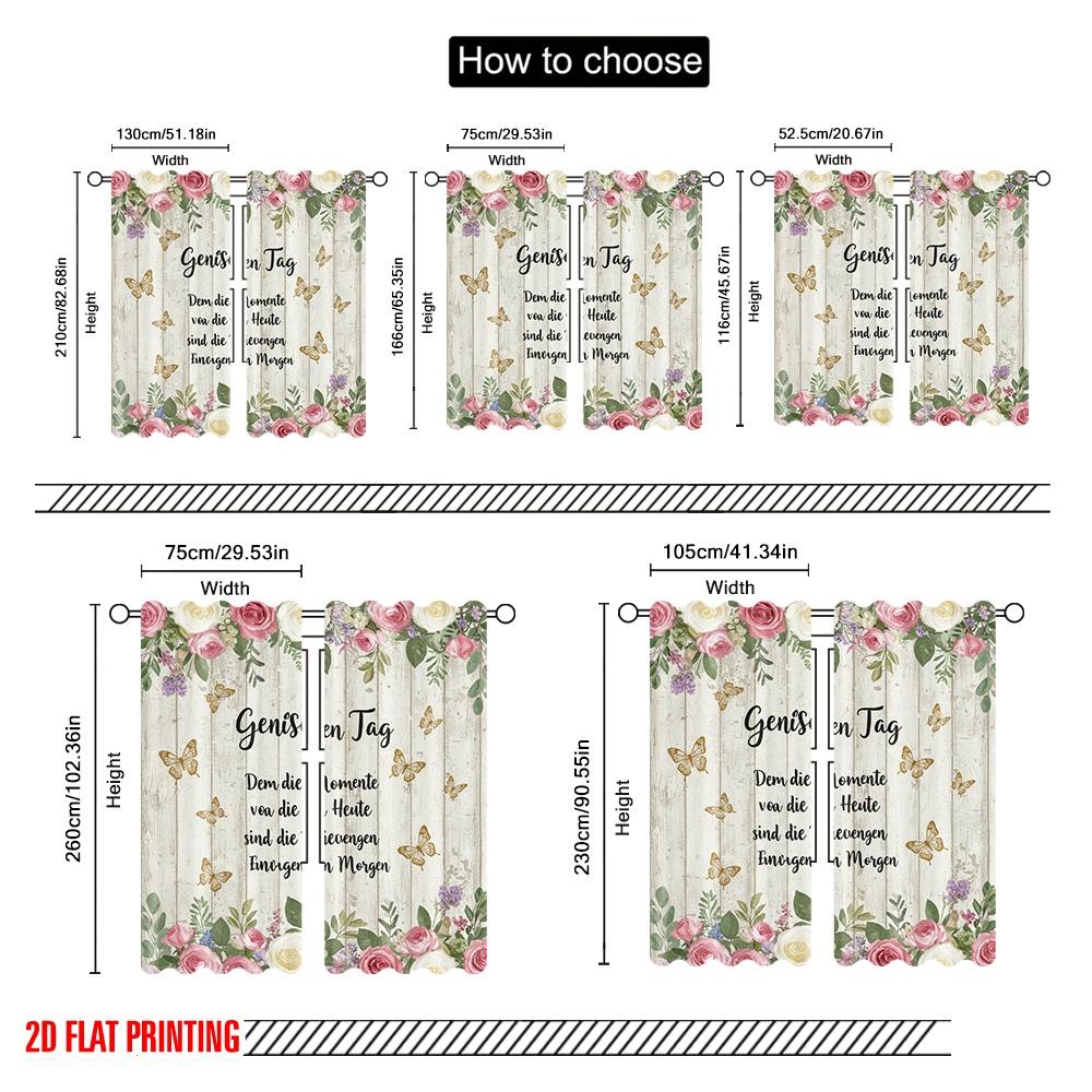 2pcs 2D Flat Printing Window Drapes Enjoy Day Moments Memories 100% Polyester Fabric Without Electricity Seasonal Party &