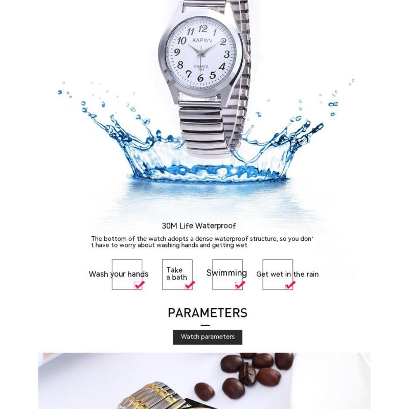 Middle-aged and Elderly Large Dial Pointer Digital Surface Elastic Elastic Band Quartz Men's and Women's Watches