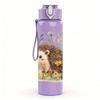 1PC Hedgehog Wildflower Floral Print 750ml Color Plastic Sports Water Bottle Leakproof Flip Straw Lid Suitable for Sports Office Home Use