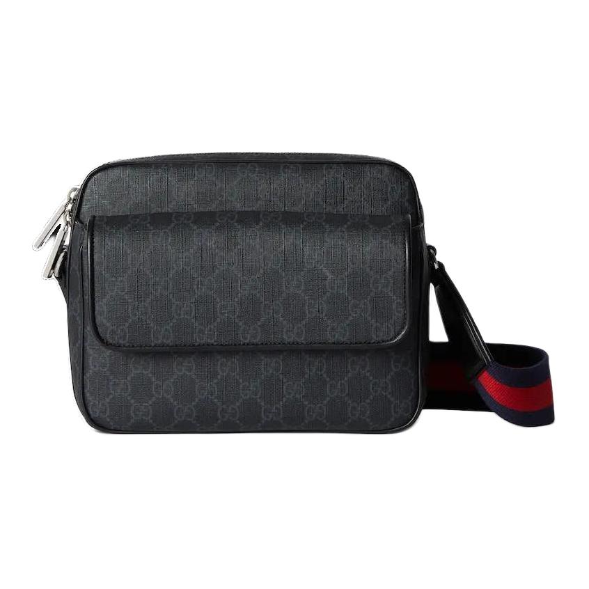 

Gucci GG Supreme Canvas And Leather Adjustable Shoulder Strap Zipper Closure Crossbody Bag Small Men bags Black 795479-FADJA-1042 Basic Set (Bag+Dust Bag)