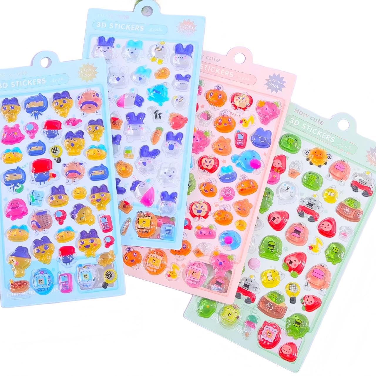 

Honlackfu 3D Sticker Set Cute 4-Piece Embossed Decal for Girls Christmas Birthday Gifts Craft Supplies Phone Notebook Diary DIY Removable