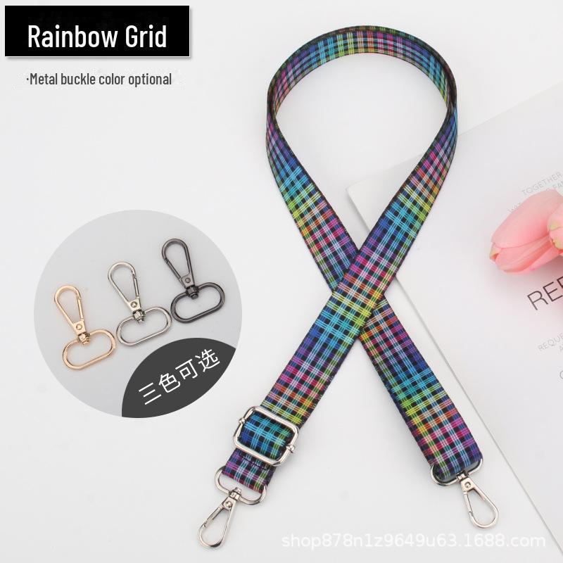 

Регульований плечовий ремінь із принтом райдужної зірки для жіночих сумок Bright Silver Buckle