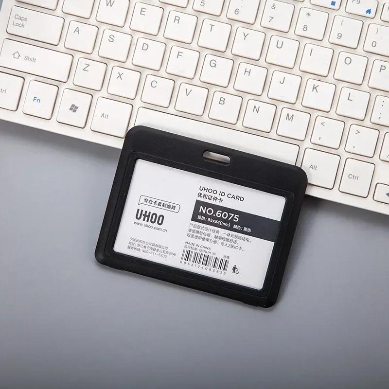 Women Man Credit Card Cover Case with Retractable Buttons Pouch Creative Transparent Nurse Badge Doctor ID Holder Clip Badge