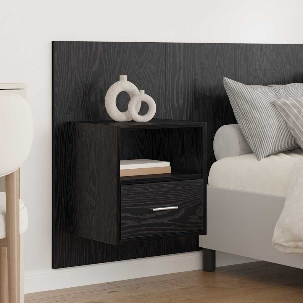 Headboard with Cabinets 3 Pieces Black Oak Effect Wood Based Material