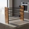 4Tier Spice Rack WallMount with Wooden Panels Freestanding Seasoning Shelf for Cooks,