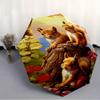 Automatic Open/Close Umbrella with Shield & - Cute squirrels, Floral tree stump, Sunset design - Sturdy 8-Rib Construction for