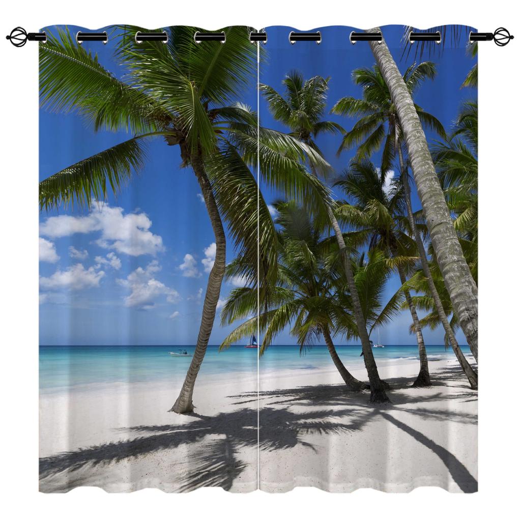 High-Density Blackout Curtains Beach Curtains Seaside Vacation Series 9 Digital Printing Blackout Curtains