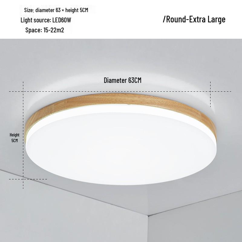 Nordic Ultra-Thin LED Ceiling Lamp - Modern Solid Wood Design for Bedroom, Living Room, Corridor, or Porch.