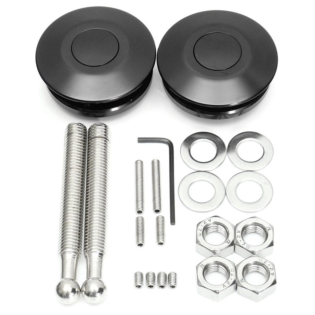 2x Universal Push Button Quick Release Hood Pins Bonnet Lock Clip Latch Bumper