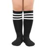 American Trends Kids Socks Knee High Uniform Sports Soccer Socks Stripes Tube Socks for Child Boys Girls 1 Pack Black & White